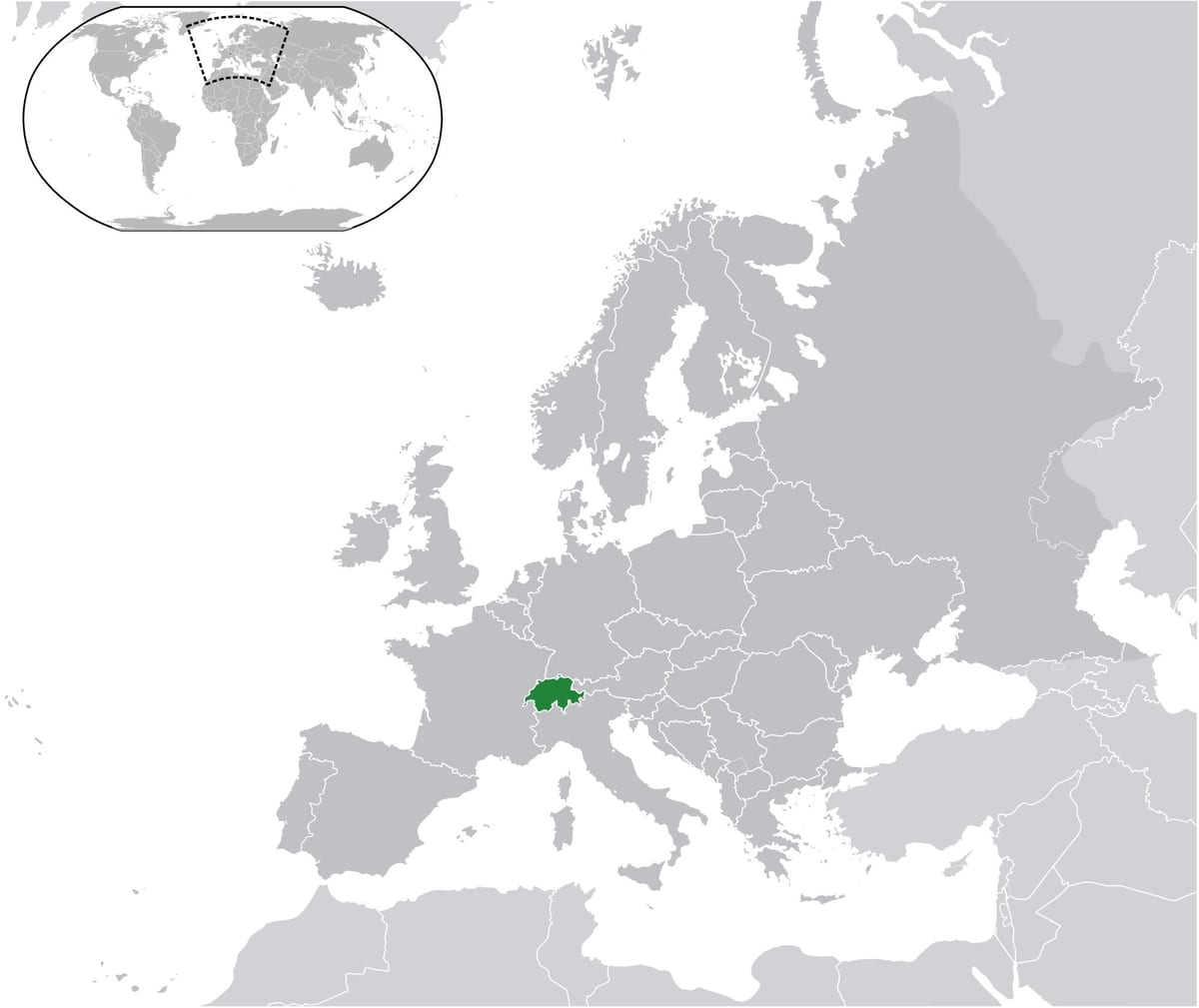 աշխարհի քարտեզը ցույց տալով Շվեյցարիա
