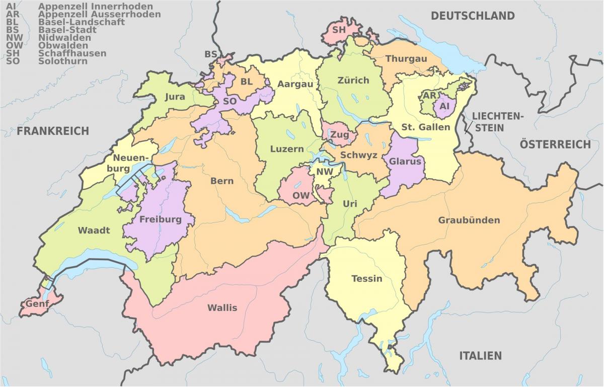 Բազել Շվեյցարիայի քարտեզի վրա