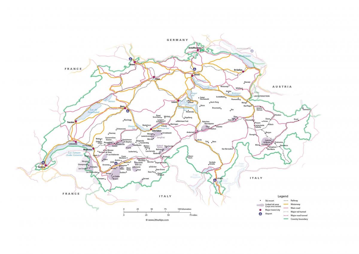 Շվեյցարիա վայրերի քարտեզ