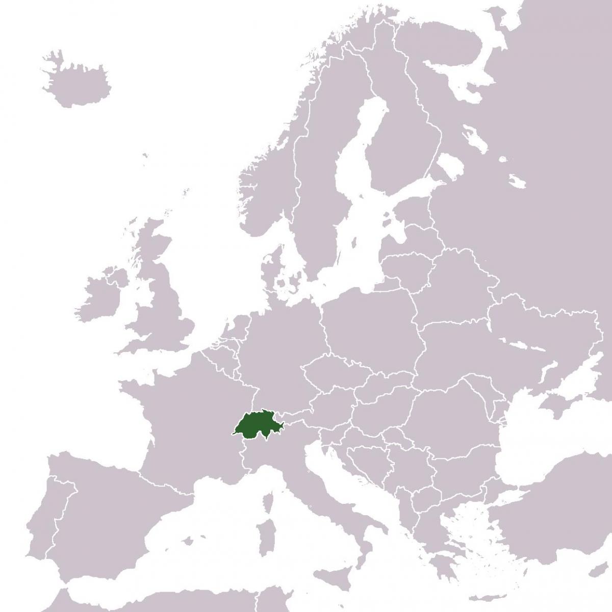 Շվեյցարիա դիրքը քարտեզի վրա Եվրոպայի