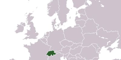 Շվեյցարիա դիրքը քարտեզի վրա Եվրոպայի
