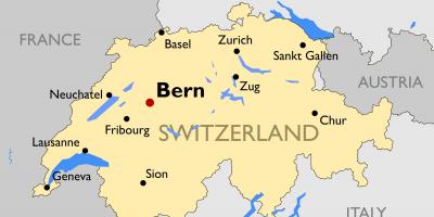 Քարտեզ Շվեյցարիայի խոշոր քաղաքների
